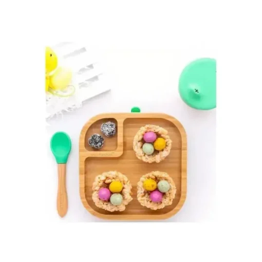 Placa de sucção de bambu Eco Rascals com duas seções Classic, rosa