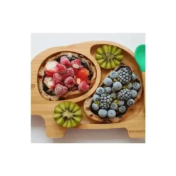 Placa de sucção de bambu Eco Rascals com duas seções elefante, rosa