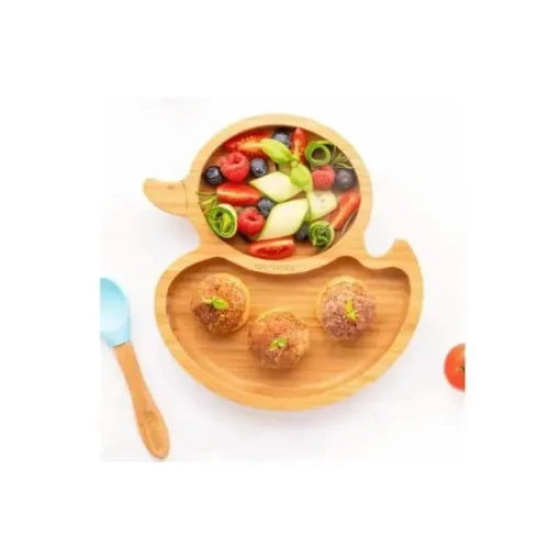 Placa de sucção de bambu Eco Rascals com duas seções de pato, amarelo