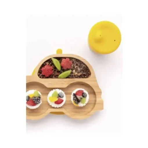 Placa de sucção de bambu Eco Rascals com carro de duas seções, laranja