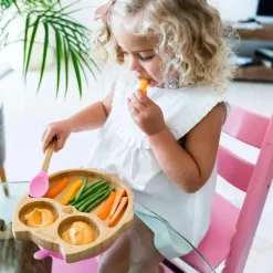 Placa de sucção de bambu Eco Rascals com três seções coruja, cinza