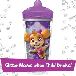 Playtex - Baby Sipsters Stage 3 PAW Patrol Sippy Cups, à prova de derramamento, à prova de vazamento, isolado, glitter, menina, 9 onças, 1 contagem