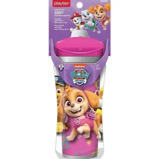 Playtex - Copos de bico para patrulha canina Baby Sipsters Stage 4, à prova de derramamento, à prova de vazamento, à prova de quebra, rosa, 12 onças, 1 contagem