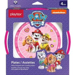 Playtex - Pratos de patrulha canina para hora das refeições do bebê para meninas, pacote com 2