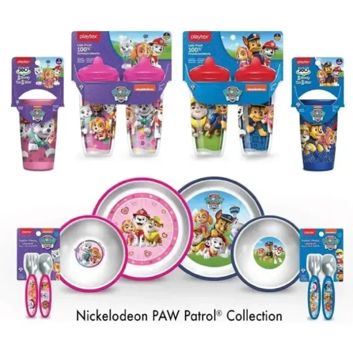 Playtex - Sipsters Stage 2, 360 graus Paw Patrol à prova de derramamento, à prova de vazamentos, à prova de quebra para meninos, pacote de 2