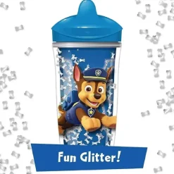 Playtex - Sispsters, Copo de bico com glitter Paw Patrol Stage 3, à prova de derramamento, à prova de vazamento, à prova de quebra, 9 onças