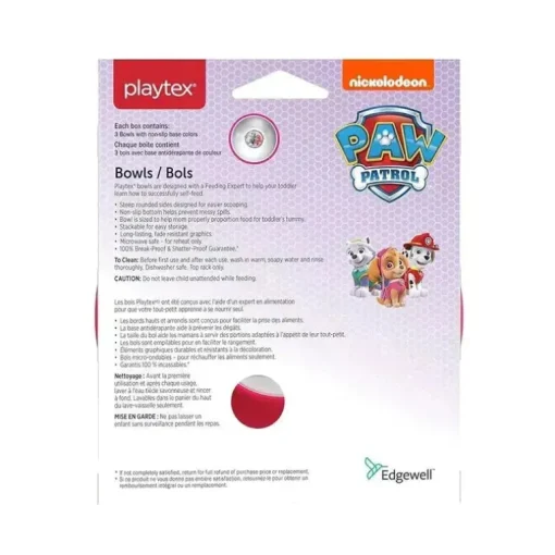 Playtex - tigelas de patrulha canina para meninas, pacote com 3