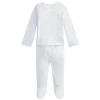 Polo Ralph Lauren Baby - Conjunto de calça de malha de algodão orgânico de manga comprida para menino, azul berilo/branco