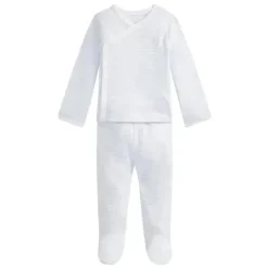 Polo Ralph Lauren Baby - Conjunto de calça de malha de algodão orgânico de manga comprida para menino, azul berilo/branco