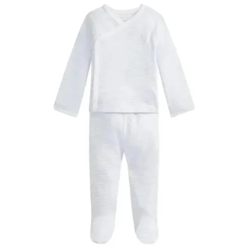Polo Ralph Lauren Baby - Conjunto de calça de malha de algodão orgânico de manga comprida para menino, azul berilo/branco