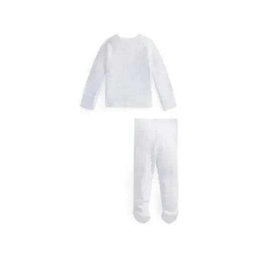 Polo Ralph Lauren Baby - Conjunto de calça de malha de algodão orgânico de manga comprida para menino, quartzo urze/branco