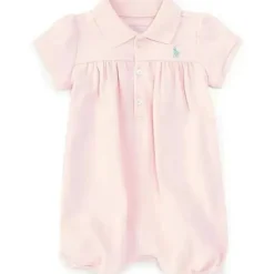 Polo Ralph Lauren Baby - Macacão Interlock de manga curta para menina, rosa