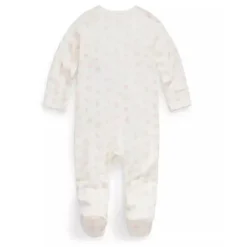 Polo Ralph Lauren Baby - Macacão de malha de malha de algodão orgânico de manga comprida, rosa