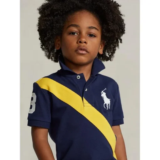 Polo Ralph Lauren Baby - Pónei Grande Camisa Polo de Algodão, Newport Marinho Multi