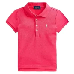 Polo Ralph Lauren bebê - menina polo manga curta de malha elástica, rosa