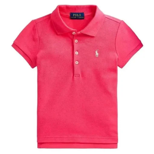Polo Ralph Lauren bebê - menina polo manga curta de malha elástica, rosa