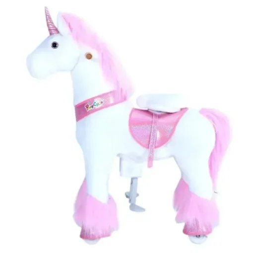 Ponycycle Pink Unicorn 4-10 Anos, Crianças Unicorn Ride on Toy, Ride on Unicorn Toy Toy Plush, Pink Pony