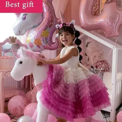 Ponycycle Pink Unicorn 4-10 Anos, Crianças Unicorn Ride on Toy, Ride on Unicorn Toy Toy Plush, Pink Pony