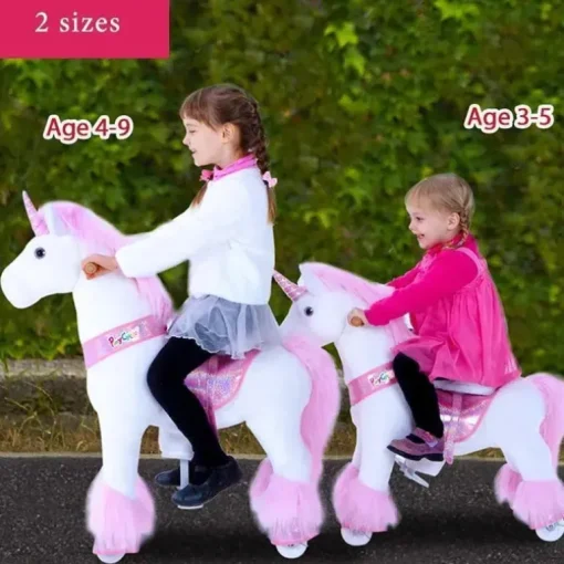 Ponycycle Pink Unicorn 4-10 Anos, Crianças Unicorn Ride on Toy, Ride on Unicorn Toy Toy Plush, Pink Pony