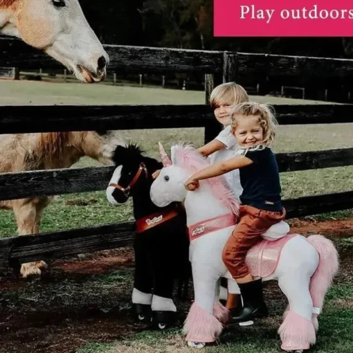 Ponycycle Pink Unicorn 4-10 Anos, Crianças Unicorn Ride on Toy, Ride on Unicorn Toy Toy Plush, Pink Pony