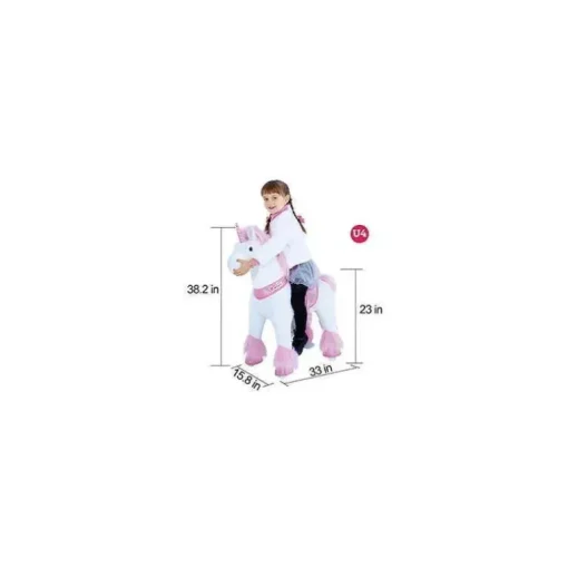 Ponycycle Pink Unicorn 4-10 Anos, Crianças Unicorn Ride on Toy, Ride on Unicorn Toy Toy Plush, Pink Pony