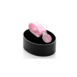 Porta chupeta bebê Jolie cristal Swarovski rosa claro
