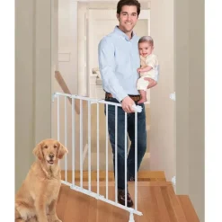 Portão de bebê de verão simples de segurança para bebê, metal branco