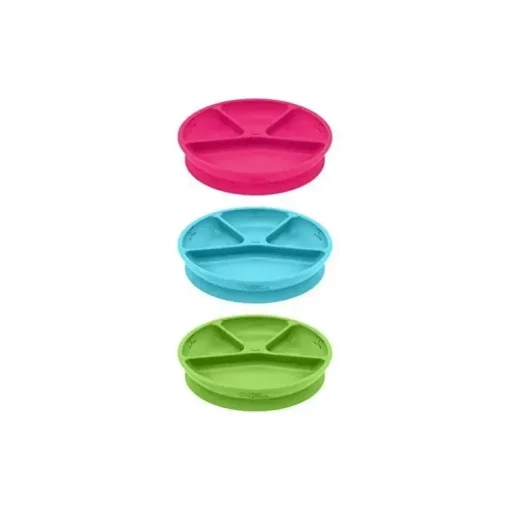 Prato de Aprendizagem de Brotos Verdes Feito de Silicone, Rosa