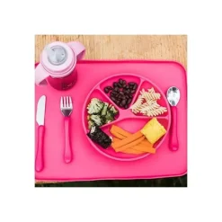 Prato de Aprendizagem de Brotos Verdes Feito de Silicone, Rosa