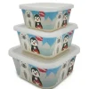 Primo Passi - 3 unidades de recipientes de comida infantil de fibra de bambu para amigos de inverno, pinguim/polar
