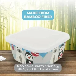 Primo Passi - 3 unidades de recipientes de comida infantil de fibra de bambu para amigos de inverno, pinguim/polar