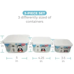 Primo Passi - 3 unidades de recipientes de comida infantil de fibra de bambu para amigos de inverno, pinguim/polar
