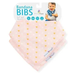 Primo Passi - Babador Bandana com 2 unidades de corações dourados/arcos brancos