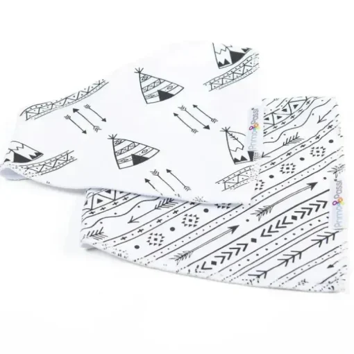 Primo Passi - Babador Bandana Flechas Brancas/Pretas 2Pk