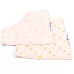 Primo Passi - Babador Bandana com 2 unidades de corações dourados/arcos brancos
