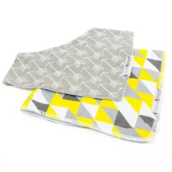 Primo Passi - Babador Bandana Seta Branca/Triângulo Amarelo 2Pk