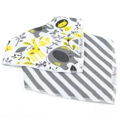 Primo Passi - babador 2Pk babador bandana elefante e listras cinza