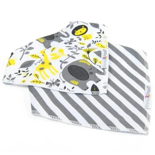 Primo Passi - babador 2Pk babador bandana elefante e listras cinza
