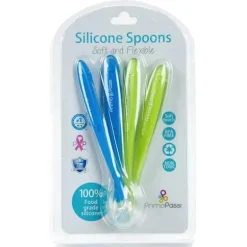 Primo Passi - Colher de Silicone 4Pk, Azul/Verde