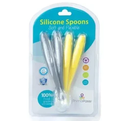 Primo Passi - Colher de Silicone 4Pk, Cinza/Amarelo