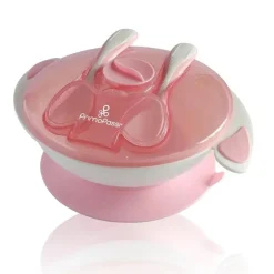 Primo Passi - Conjunto de alimentação com tigela de sucção para bebês, rosa claro