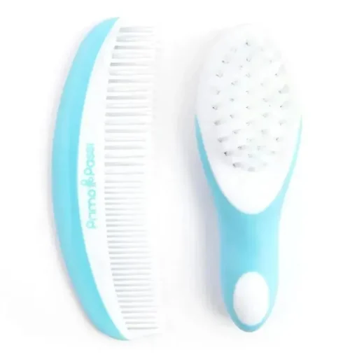Primo Passi - Conjunto de pente e escova para bebê azul super macio
