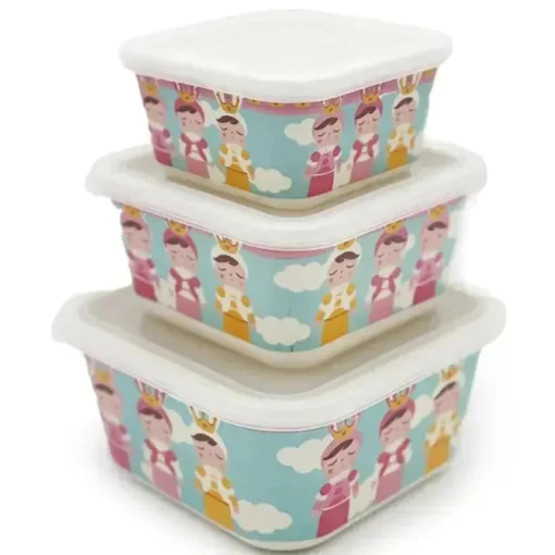 Primo Passi - Conjunto de recipientes para comida infantil de fibra de bambu 3Pk, Metoo