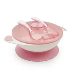 Primo Passi - Conjunto de alimentação com tigela de sucção para bebês, rosa claro