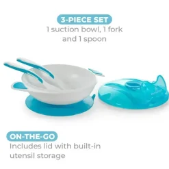 Primo Passi - Conjunto de alimentação com ventosa para bebê, azul