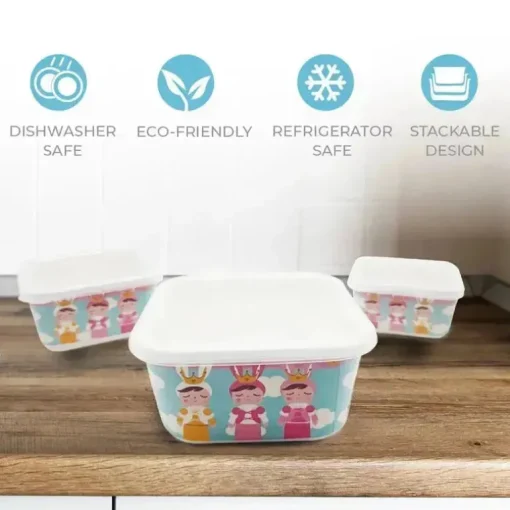 Primo Passi - Conjunto de recipientes para comida infantil de fibra de bambu 3Pk, Metoo