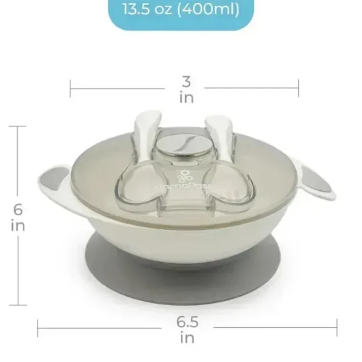 Primo Passi - Conjunto de alimentação com tigela de sucção para bebês, cinza