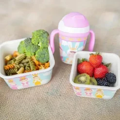 Primo Passi - Conjunto de recipientes para comida infantil de fibra de bambu 3Pk, Metoo