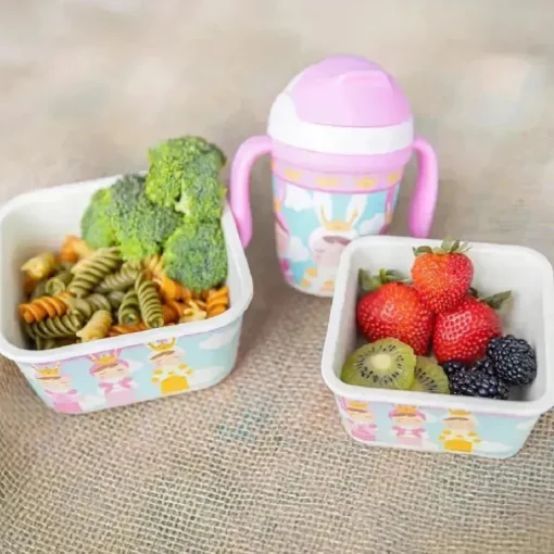 Primo Passi - Conjunto de recipientes para comida infantil de fibra de bambu 3Pk, Metoo