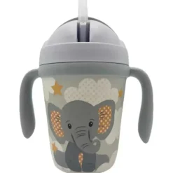 Primo Passi - Conjunto infantil de bambu com ventosa e copo, pequeno elefante